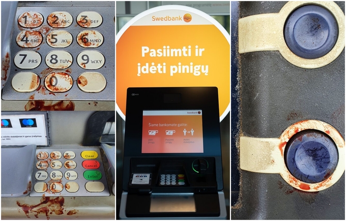 Pasišlykštėjo kruvinu „Swedbank“ bankomatu: rimtas kriminalas ar nelaimingas atsitikimas?