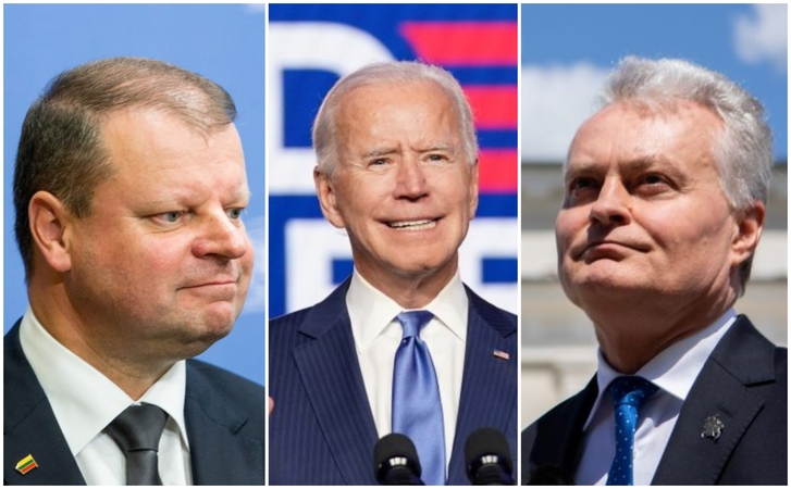 Saulius Skvernelis (iš kairės), Joe Bidenas, Gitanas Nausėda