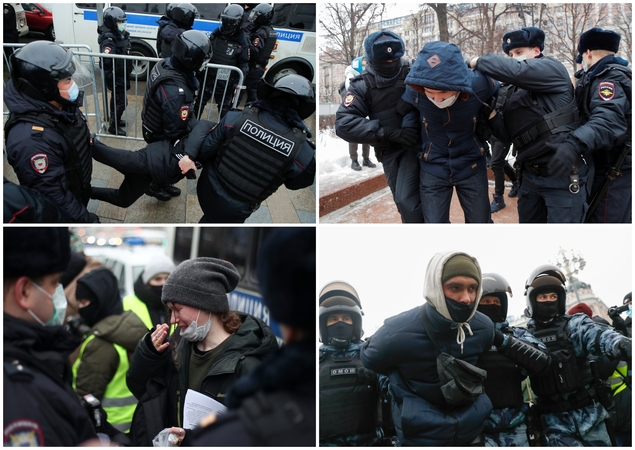 Maskvoje vilnija A. Navalno šalininkų protestai: tarp sulaikytųjų – Kremliaus kritiko žmona