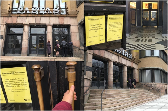 Kauno centrinis paštas uždarytas, bet žmonės į jį tebeeina