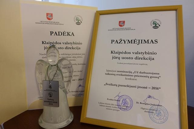 Uosto direkcijai – reikšmingas apdovanojimas už darbuotojų sveikatos puoselėjimą