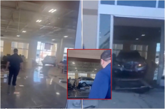 Šiurpus incidentas automobilių salone: sužeisti aštuoni žmonės