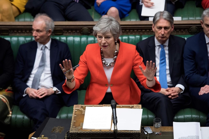 D. Britanijos parlamentas antrąkart triuškinamai nepritarė „Brexit“ susitarimui 
