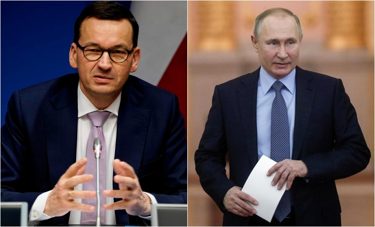 Mateuszas Morawieckis (kairėje) ir Vladimiras Putinas