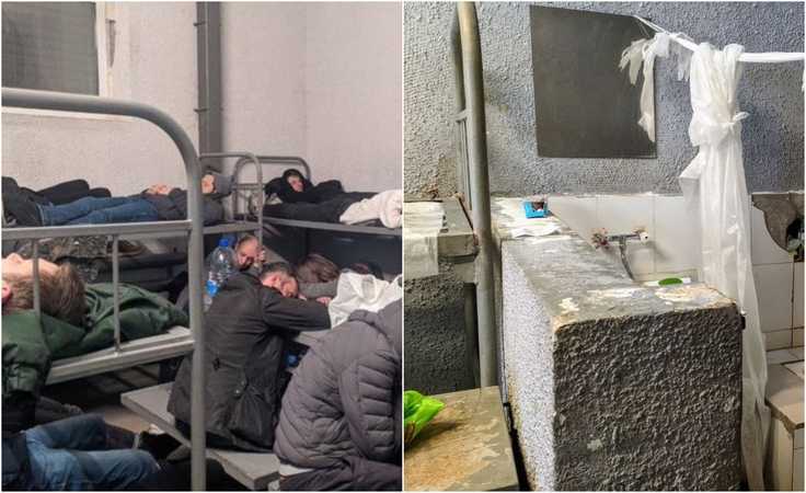 Sukrečiantys vaizdai: Rusijoje sulaikyti protestuotojai sugrūdami į ankštas kameras