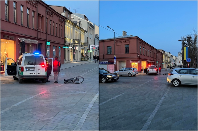 Nelaimė Kauno centre: partrenktas dviratininkas