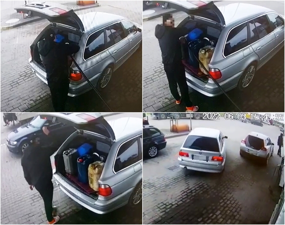Įžūlumas: vaizdo stebėjimo kameros šį automobilį ir jo vairuotoją užfiksavo dviejose degalinėse, kur vyras prisipylė dyzelino už 283 eurus ir išvažiavo.