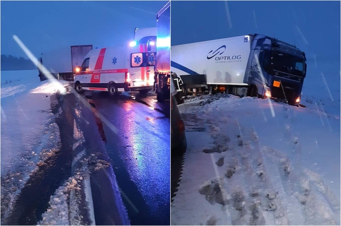 Kėdainių rajone dėl avarijos susidarė spūstis, sužalotas Estijos pilietis