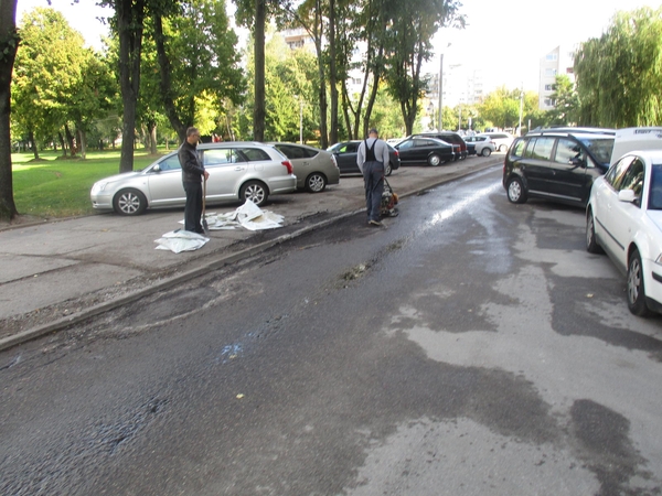 Daugiabučio gyventojai patys užlopė gatvės duobes