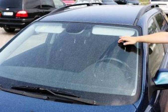 Panevėžyje automobilius padengė "sniegas"