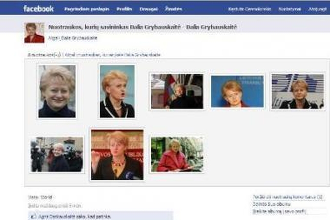 Prezidentė D.Grybauskaitė - „Facebook" tinkle