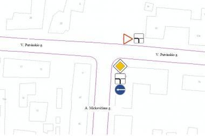Keičiasi eismas A.Mickevičiaus ir V.Putvinskio gatvių sankryžoje