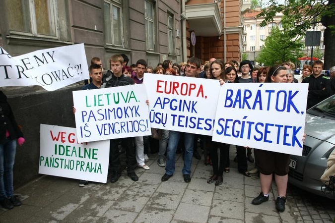 Prie JAV ambasados protestavo apie 100 tautinių mažumų atstovų