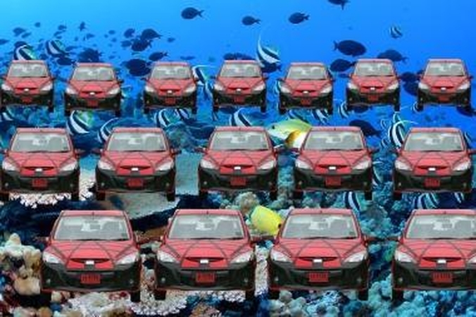 Maskvos vizija: automobilių aikštelė po vandeniu
