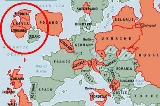 „The Economist“ siūlo Lietuvą iškelti prie Airijos