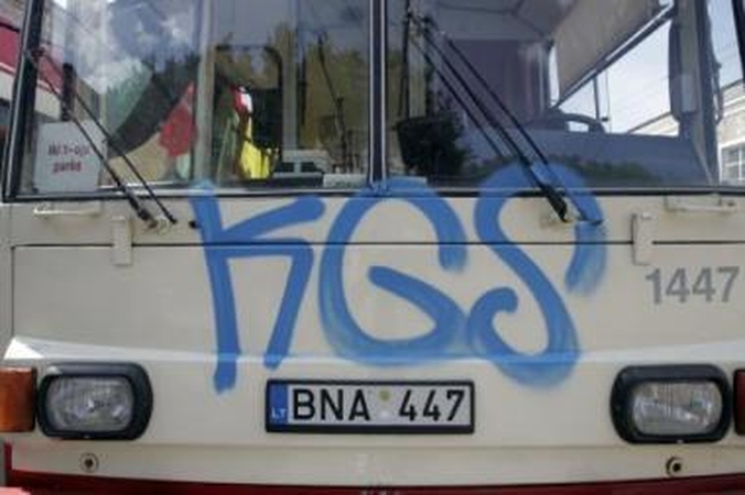 Padirbėjo: kai kurie troleibusai buvo išpiešti iki pat ūsų, kiti apteplioti tik vietomis.