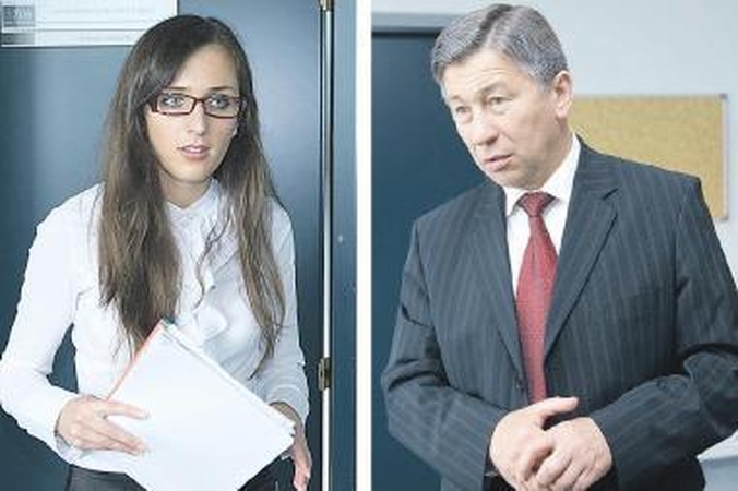 Naujokė: dvi savaites referente dirbanti partijos narė G.Ropaitė (kairėje) V.Milėnui (dešinėje) atrodo labiau dalykiška nei beveik dvi dešimtis metų šias pareigas ėjusi E.Bereikienė.